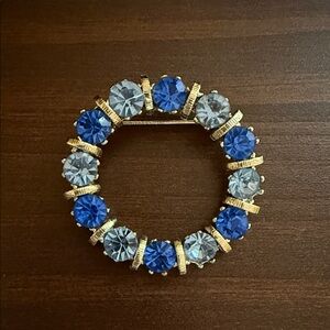 Vintage Blue Crystal Brooch